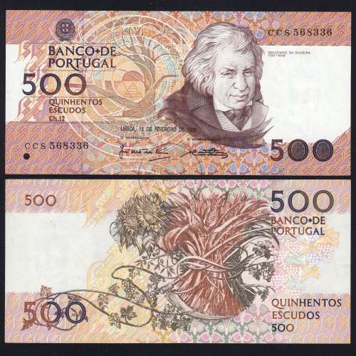 Nota de 500 Escudos 1992 Mouzinho da Silveira, 500$00 13/02/1992 Chapa: 12 - Banco de Portugal (Circulada), Pick 180