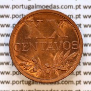 20 centavos 1944 Bronze da Republica Portuguesa em estado conservação SOBERBA 01c