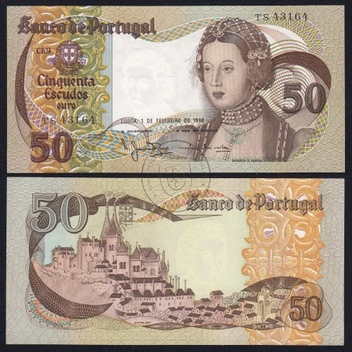 Nota de 50 Escudos 1980 Infanta D.Maria, TS 43164, Chapa: 9 - Banco de Portugal (Não Circulada), Pick 174