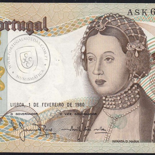 Nota de 50 Escudos 1980 Infanta D.Maria, ASK 62463, Chapa: 9 - Banco de Portugal (Não Circulada), Pick 174