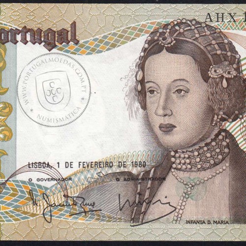 Nota de 50 Escudos 1980 Infanta D.Maria, AHX 14174, Chapa: 9 - Banco de Portugal (Não Circulada), Pick 174