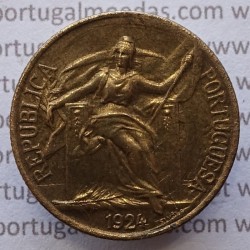coin with error, 50 Cents 1924 Aluminium-Bronze, with unpublished characteristics, (XF/UNC), World Coins Portugal  KM 575