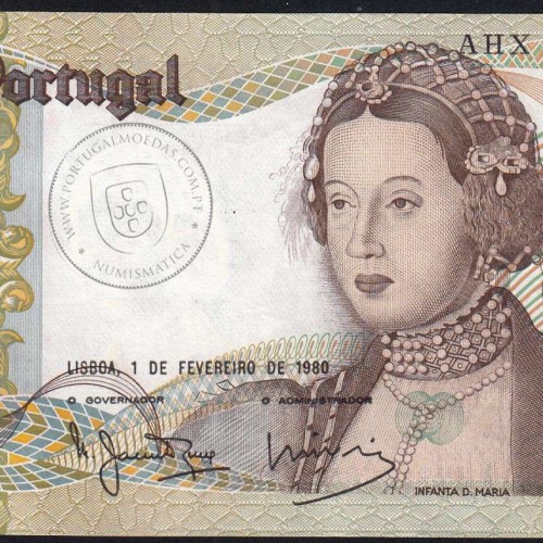 50 Escudos Banknote 1980 Infanta D. Maria, AHX 15526, Plate: 9 - Bank of Portugal (Little Circulated), Pick 174