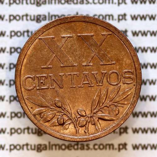 XX centavos 1944 ou 20 centavos 1944 Bronze da Republica Portuguesa, (Bela+), World Coins Portugal KM 584 Ab2