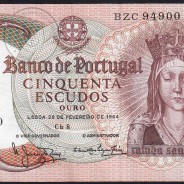 Nota de 50 Escudos 1964 Rainha Santa Isabel, Chapa: 8 - Banco de Portugal (Pouco Circulada), Pick 168