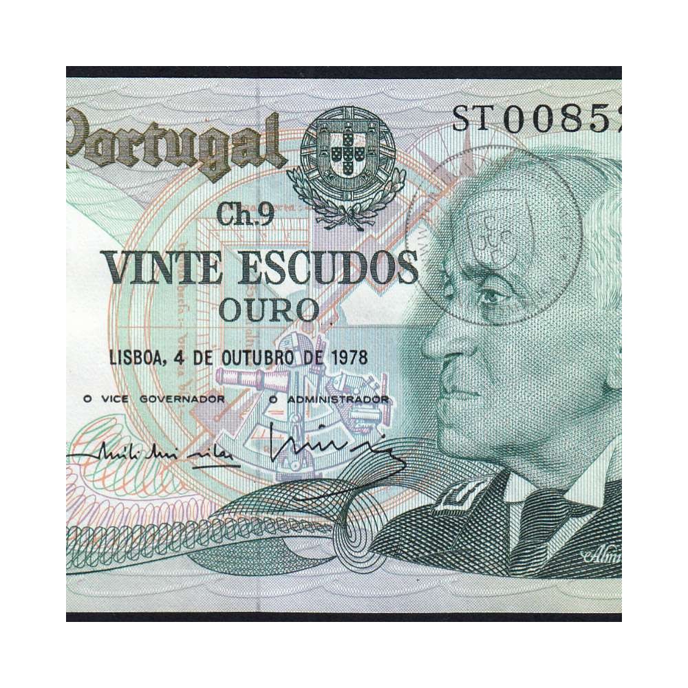 20 (Vinte) Escudos 1978 Gago Coutinho 4/10/1978 Chapa:9 Banco de Portugal, (PC), ST 008526, Pick 176b