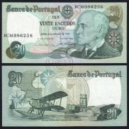 20 (Twenty) Escudos Admiral Gago Coutinho 4.10.1978, Plate 9 - Bank of Portugal, (EF), BCM 086258, Pick 176b