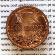 Portugal, bronze coin of 20 centavos 1945 Portuguese Republic, XX centavos 1945 Bronze (UNC), World Coins Portugal KM 584b