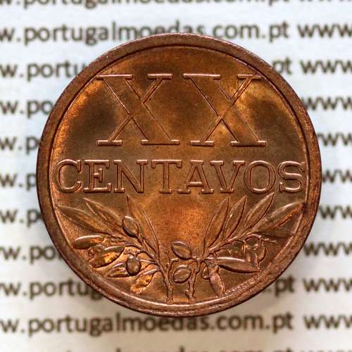 Portugal, coin of 20 centavos 1945 Portuguese Republic or XX centavos 1945 Bronze (UNC), World Coins Portugal KM 584 a1