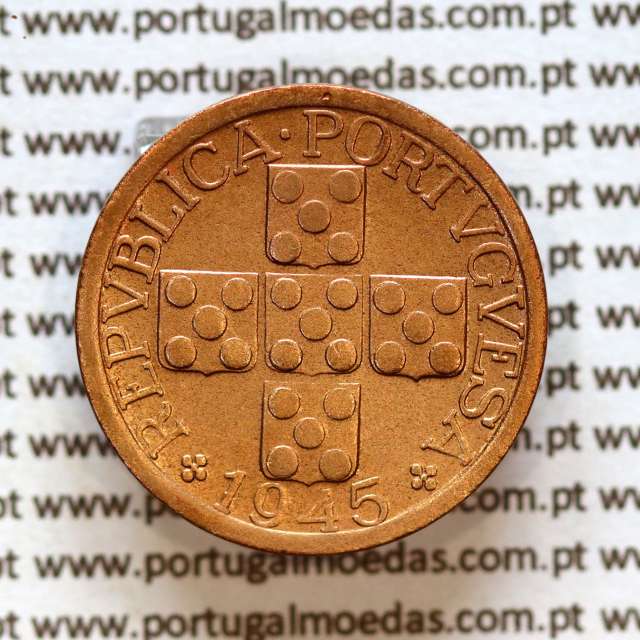 20 centavos 1945 ou XX centavos 1945 em Bronze da Republica Portuguesa, (Bela), World Coins Portugal KM584a1