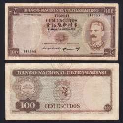 Nota Cem Escudos 1959 José Celestino da Silva, 100 Escudos 02/01/1959 - Timor Pick 24 (Circulada)