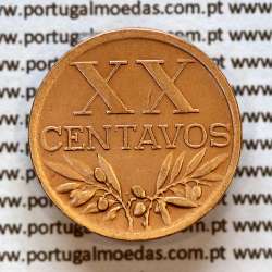 20 centavos 1948 Bronze da Republica Portuguesa, XX centavos 1948 bronze, (MBC+/Bela-), World Coins Portugal KM584 a2