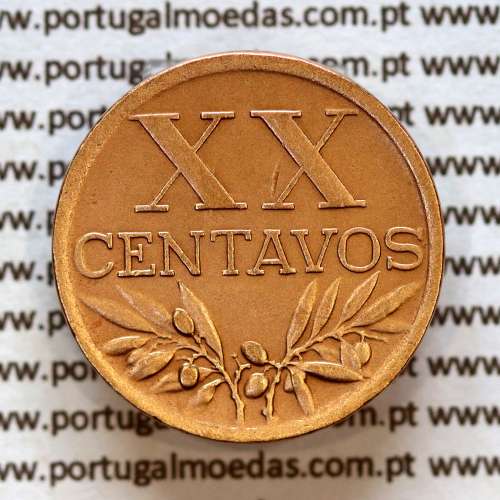 Portugal, bronze coin of 20 centavos 1948 Portuguese Republic, XX centavos 1948 Bronze (VF+/XF), World Coins Portugal KM 584 a2