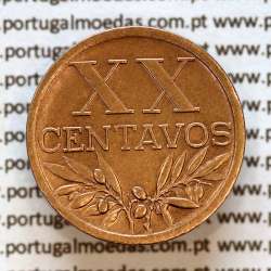 Portugal, bronze coin of 20 centavos 1948 Portuguese Republic, XX centavos 1948 Bronze (XF), World Coins Portugal KM 584