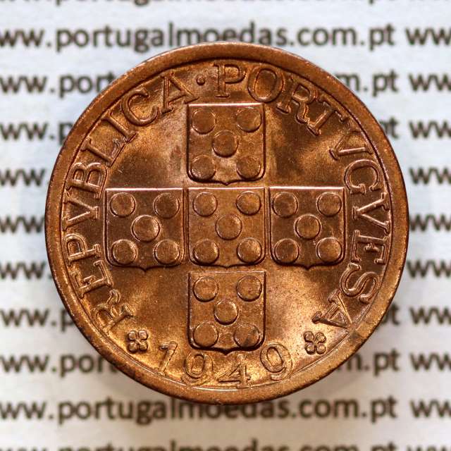 Portugal, bronze coin of 20 centavos 1949 Portuguese Republic or XX centavos 1949 Bronze (UNC), World Coins KM 584 a1