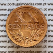 Portugal, bronze coin of 20 centavos 1949 Portuguese Republic or XX centavos 1949 Bronze (UNC), World Coins KM 584 c3