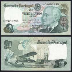 20 (Vinte) Escudos 1978 Gago Coutinho 4/10/1978 Chapa:9 Banco de Portugal, (QNC), AQV 082239, Pick 176b