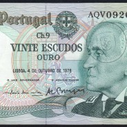 20 (Vinte) Escudos 1978 Gago Coutinho 4/10/1978 Chapa:9 Banco de Portugal, (PC), AQV 092002, Pick 176b