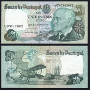 20 (Vinte) Escudos 1978 Gago Coutinho 4/10/1978 Chapa:9 Banco de Portugal, (PC), AQV 092002, Pick 176b