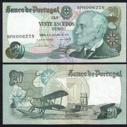 20 (Vinte) Escudos 1978 Gago Coutinho 4/10/1978 Chapa:9 Banco de Portugal, (PC), BPH 006278, Pick 176b