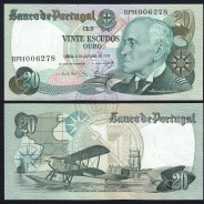 20 (Twenty) Escudos Admiral Gago Coutinho 4.10.1978, Plate 9 - Bank of Portugal, (EF), BPH 006278, Pick 176b
