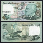 20 (Twenty) Escudos Admiral Gago Coutinho 4.10.1978, Plate 9 - Bank of Portugal, (AU), BBD 018166, Pick 176b