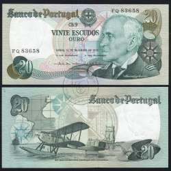 20 (Twenty) Escudos 1978 Gago Coutinho 13/09/1978, Plate: 9 Bank of Portugal, (EF), FQ 83658, Pick 176a