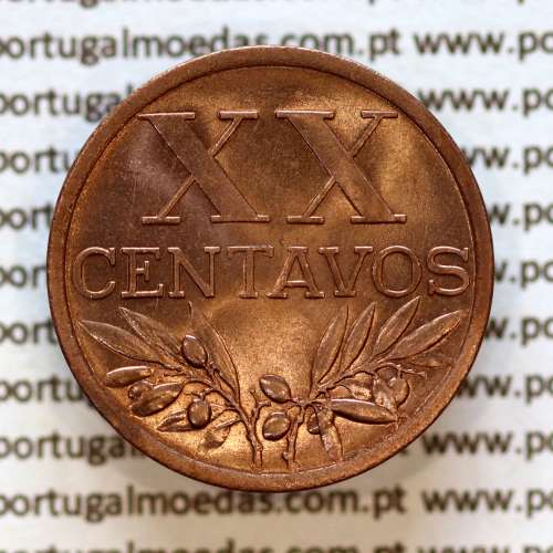 20 centavos 1951 Bronze Republica Portuguesa, XX centavos 1951 bronze, (Soberba), World Coins Portugal KM 584 A2