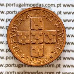 Portugal, bronze coin of 20 centavos 1952 Portuguese Republic, XX centavos 1952 Bronze (UNC), World Coins Portugal KM 584 A3
