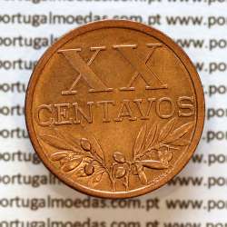 20 centavos 1952 Bronze Republica Portuguesa, (Soberba), World Coins Portugal KM584 A2