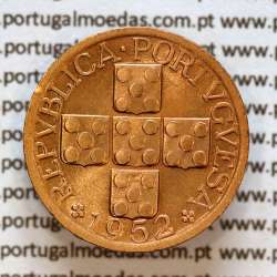 Portugal, bronze coin of 20 centavos 1952 Portuguese Republic, XX centavos 1952 Bronze (AU/UNC), World Coins Portugal KM 584 A1