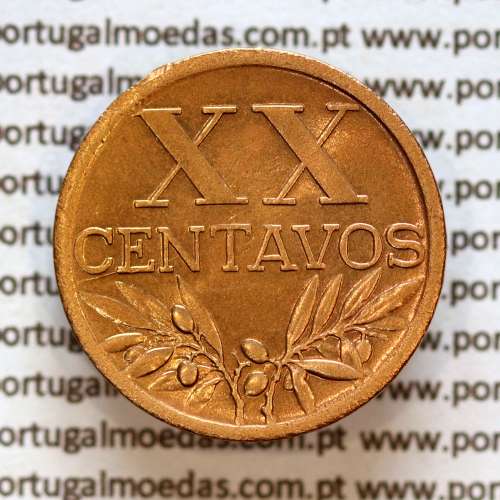 20 centavos 1952 bronze, (Bela/Soberba), World Coins Portugal KM584 b2