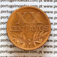 Portugal, bronze coin of 20 centavos 1952 Portuguese Republic, XX centavos 1952 Bronze (AU/UNC), World Coins Portugal KM 584 A3