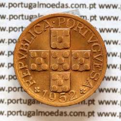 Portugal, bronze coin of 20 centavos 1952 Portuguese Republic, XX centavos 1952 Bronze (AU/UNC), World Coins Portugal KM 584 A5