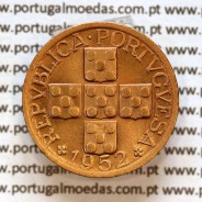 Portugal, bronze coin of 20 centavos 1952 Portuguese Republic, XX centavos 1952 Bronze (AU/UNC), World Coins Portugal KM 584 A5