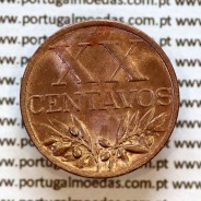 Portugal, bronze coin of 20 centavos 1953 Portuguese Republic, XX centavos 1953 Bronze, (UNC), World Coins Portugal KM 584 a2
