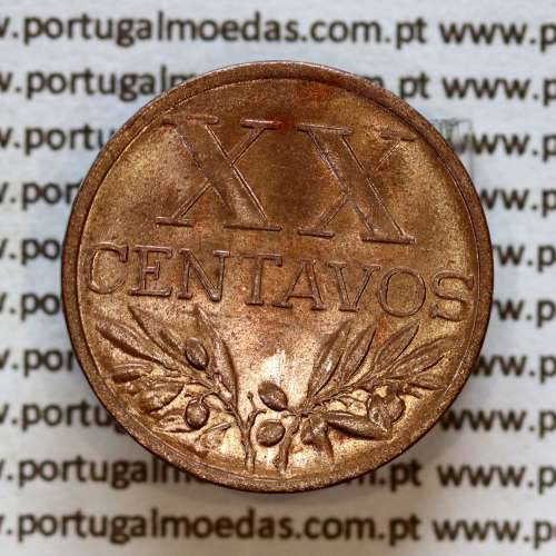 Portugal, bronze coin of 20 centavos 1953 Portuguese Republic, XX centavos 1953 Bronze, (UNC), World Coins Portugal KM 584 a5