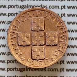 XX centavos 1955 em Bronze, 20 centavos 1955 da Republica Portuguesa, (MBC+/Bela), World Coins Portugal KM 584 a1