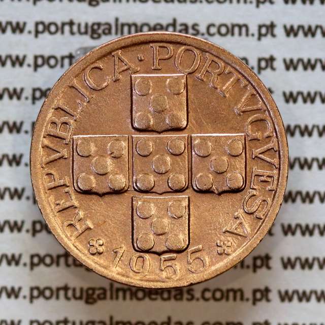 XX centavos 1955 em Bronze, 20 centavos 1955 da Republica Portuguesa, (MBC+/Bela), World Coins Portugal KM 584 a1