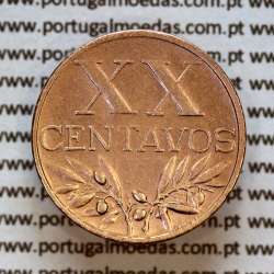 XX centavos 1955 em Bronze, 20 centavos 1955 da Republica Portuguesa, (MBC+/Bela), World Coins Portugal KM 584 a2