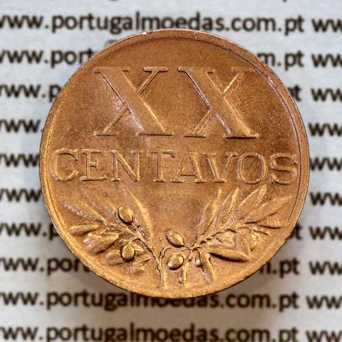 XX centavos 1955 em Bronze, 20 centavos 1955 da Republica Portuguesa, (Bela), World Coins Portugal KM 584 A2