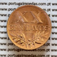 XX centavos 1955 em Bronze, 20 centavos 1955 da Republica Portuguesa, (Bela), World Coins Portugal KM 584 A2