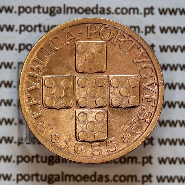 XX centavos 1955 em Bronze, 20 centavos 1955 da Republica Portuguesa, (Bela), World Coins Portugal KM 584