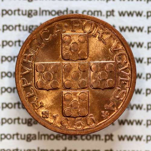Portugal, bronze coin of 20 centavos 1956 Portuguese Republic, XX centavos 1956 Bronze, (UNC), World Coins Portugal KM 584 a1