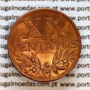 XX centavos 1956 em Bronze da Republica Portuguesa, 20 centavos 1956 bronze, (Soberba), World Coins Portugal KM 584 A2