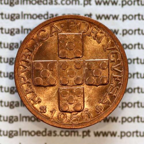 Portugal, bronze coin of 20 centavos 1956 Portuguese Republic, (UNC), World Coins Portugal KM 584, Gomes R.16.12 A1