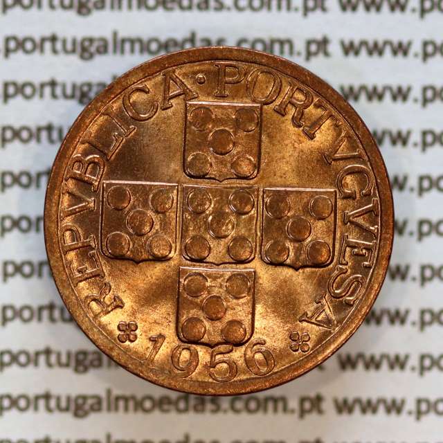 20 centavos 1956 em Bronze da Republica Portuguesa, XX centavos 1956 bronze, (Soberba), World Coins Portugal KM 584 aa