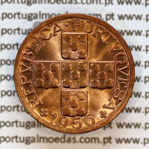 20 centavos 1956 em Bronze da Republica Portuguesa, (Soberba), World Coins Portugal KM 584 aa