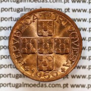 20 centavos 1956 em Bronze da Republica Portuguesa, (Soberba), World Coins Portugal KM 584 aa