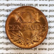Portugal, bronze coin of 20 centavos 1956 Portuguese Republic, (UNC), World Coins Portugal KM 584, Gomes R.16.12 a4